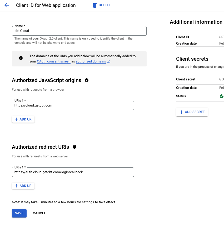 GSuite Credentials configuration GSuite Credentials configuration